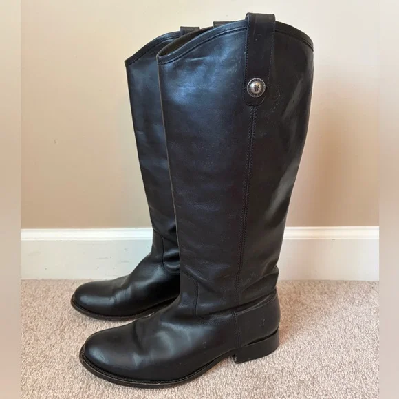 Frye Black Leather Knee-High Riding Boots - Picture 1 of 1